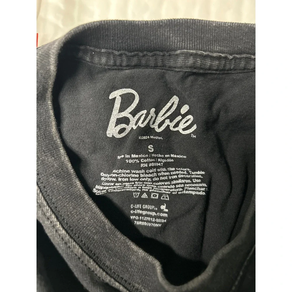 Barbie T Shirt Black Washed Graphic Tee‎ Size Small Kids Girls Youth